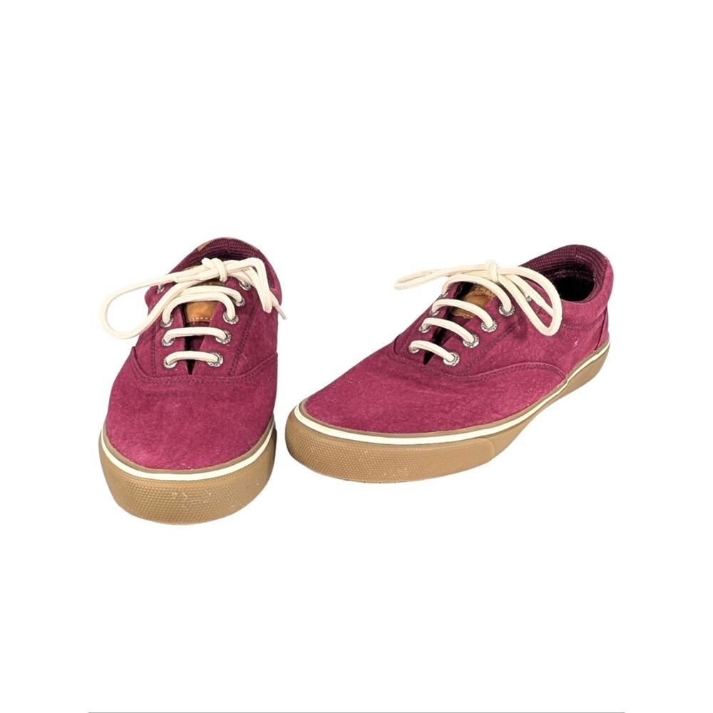 Sperry Men's 9 Maroon Striper II Canvas Low Top Lace Up Casual Sneakers